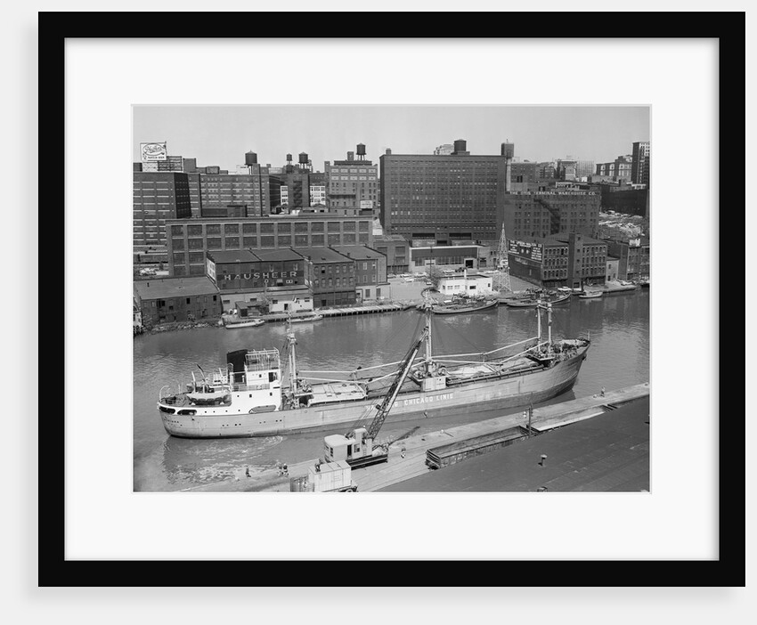Cargo Ship Moving Down a River by Anonymous