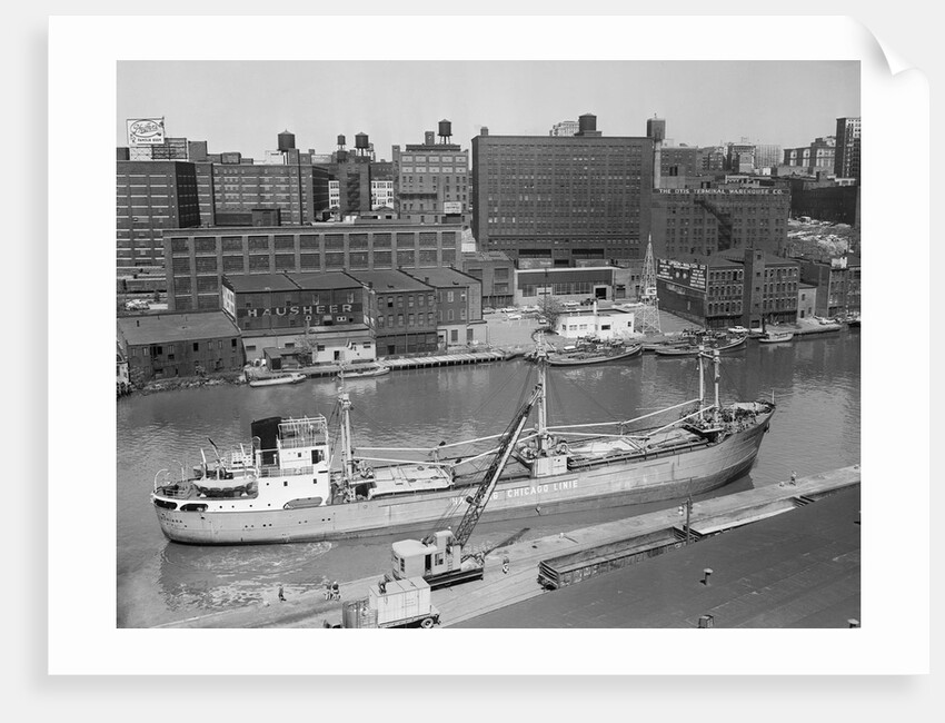 Cargo Ship Moving Down a River by Anonymous