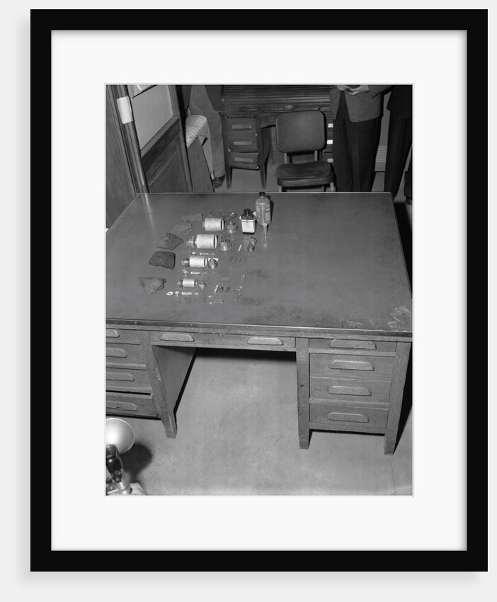 Confiscated Bomb Parts on Display at Police Station by Anonymous