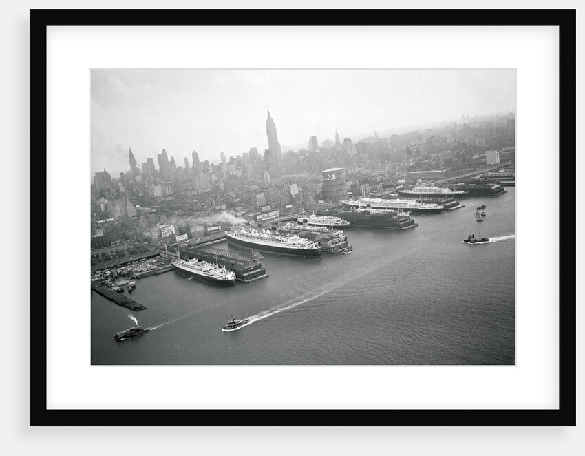 Ships Docking in New York Harbor by Anonymous