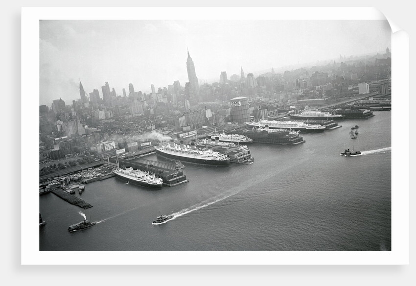 Ships Docking in New York Harbor by Anonymous