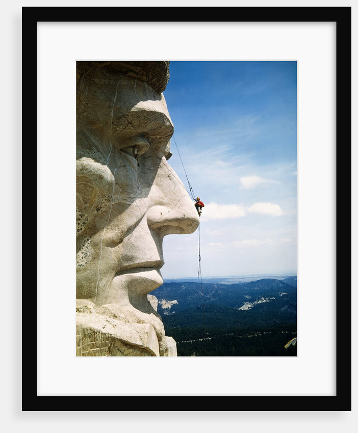Mount Rushmore Repairman Working on Lincoln's Nose by Anonymous