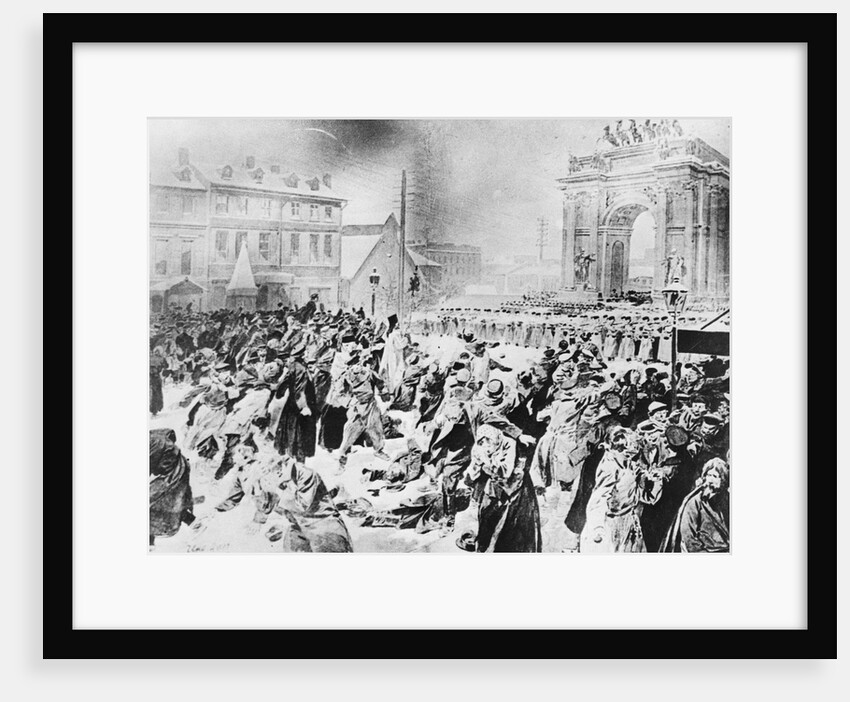 Illustration of Demonstrators Being Shot at Narva Gate, St. Petersburg by Anonymous