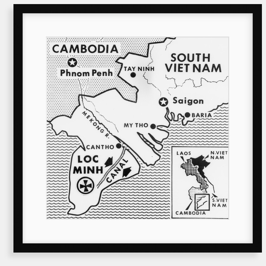 Display of Map Showing Battles of Vietnam War by Anonymous