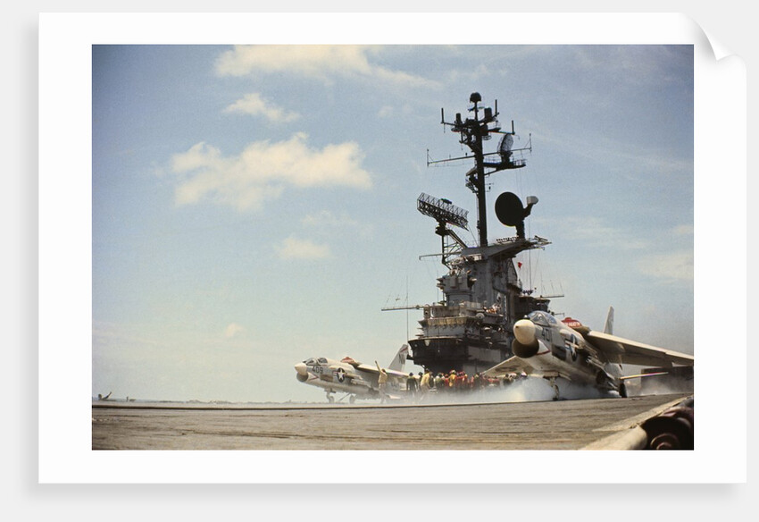 US Navy A-7 Corsair Jet Airplanes Launching From Carrier by Anonymous