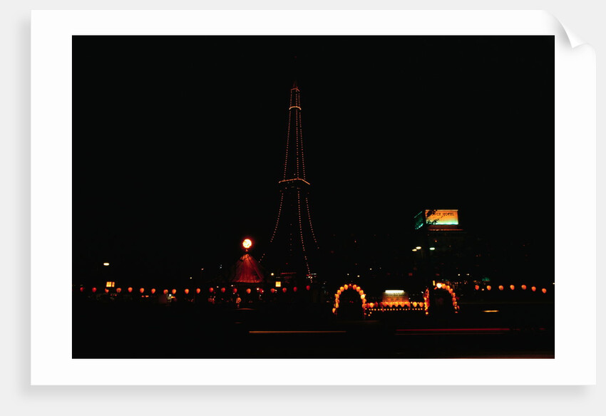 Night View of Tokyo Tower Located in Center of City by Anonymous