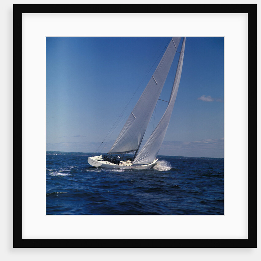 Windblown Sails of Yacht on Open Sea by Anonymous