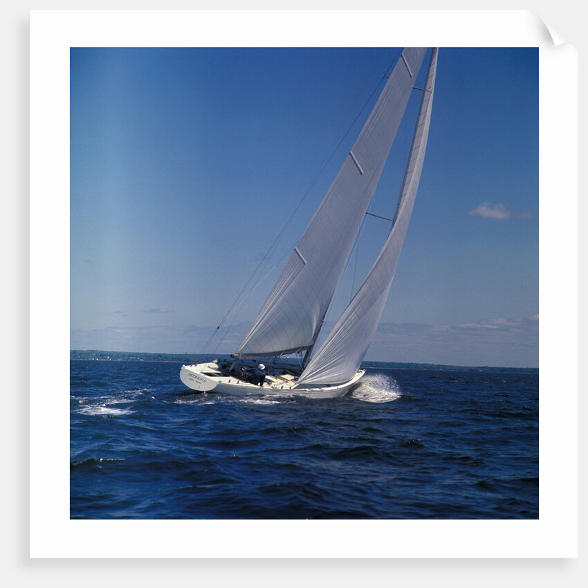 Windblown Sails of Yacht on Open Sea by Anonymous