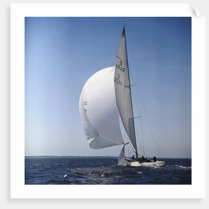Windblown Sails of Yacht on Open Sea by Anonymous