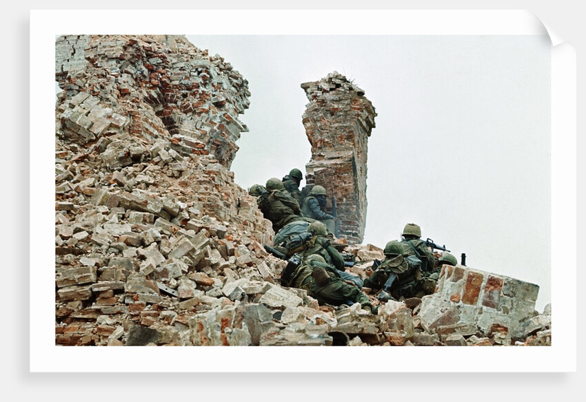Marines Climbing Ruins by Anonymous