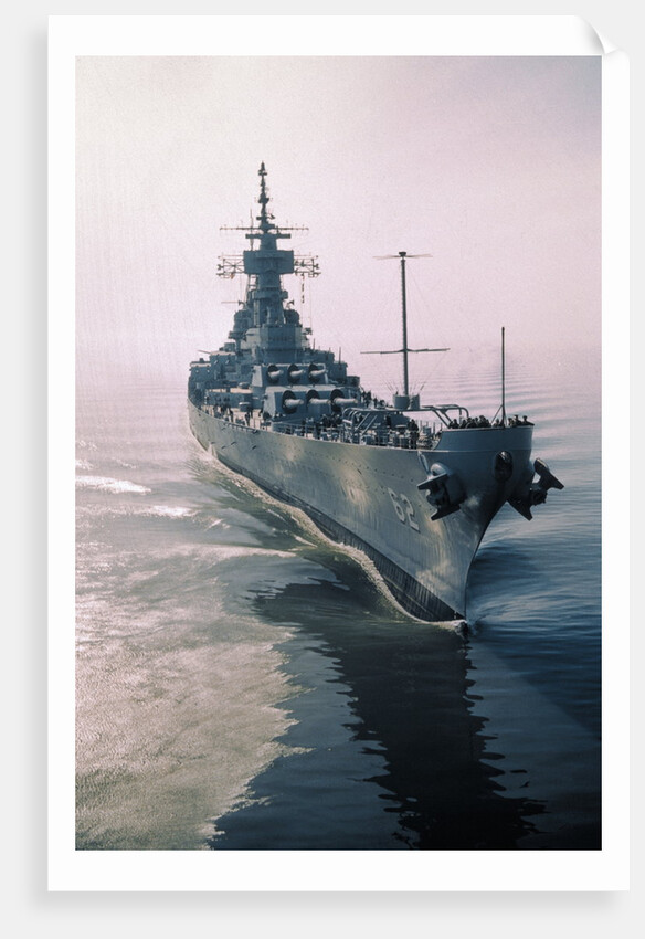 Aerial View of USS New Jersey Entering Bay by Anonymous