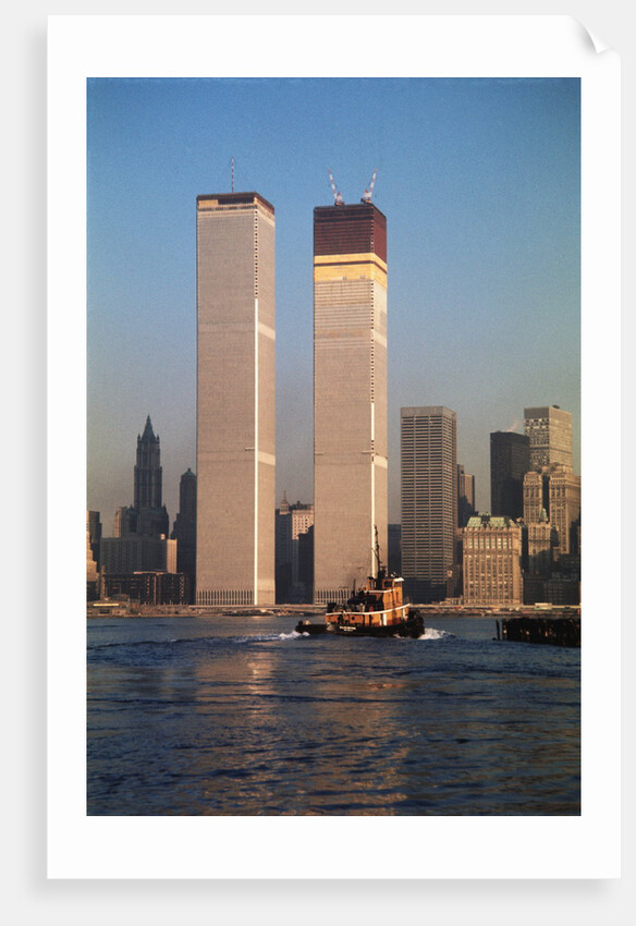 Twin Towers During Construction by Anonymous