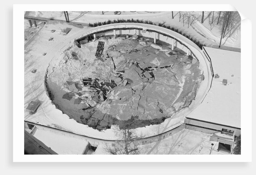 Aerial View of Damaged Auditorium by Anonymous