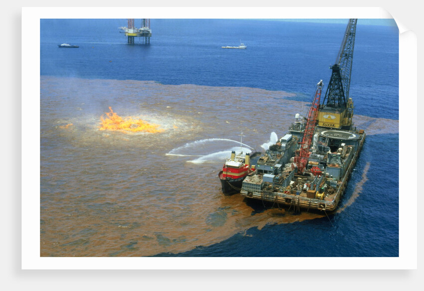 Manned Rig in Oil Spilled Waters by Anonymous