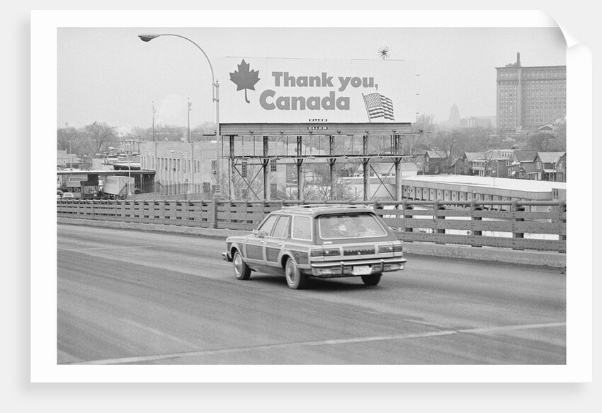 Large Sign from America to Canada Alongside Highway by Anonymous