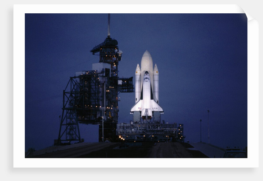 Illuminated Columbia on Launch Pad by Anonymous