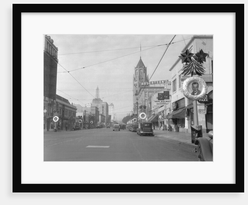 Hollywood Boulevard Decorated for Christmas by Anonymous