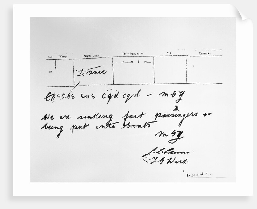 Radio Message From the S.S. Titanic by Anonymous