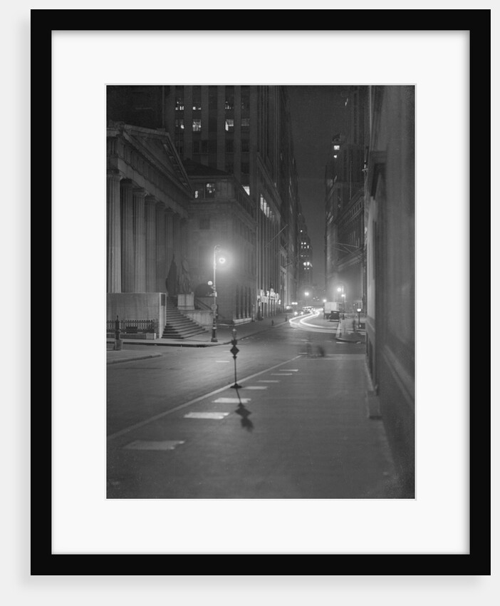 View of Wall Street Offices Working at Night by Anonymous