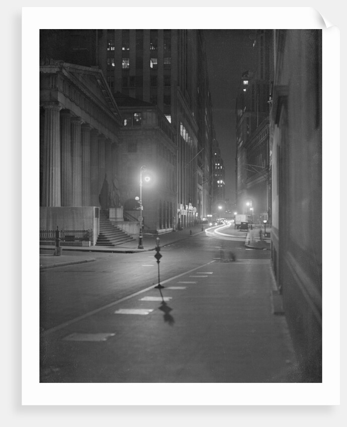 View of Wall Street Offices Working at Night by Anonymous