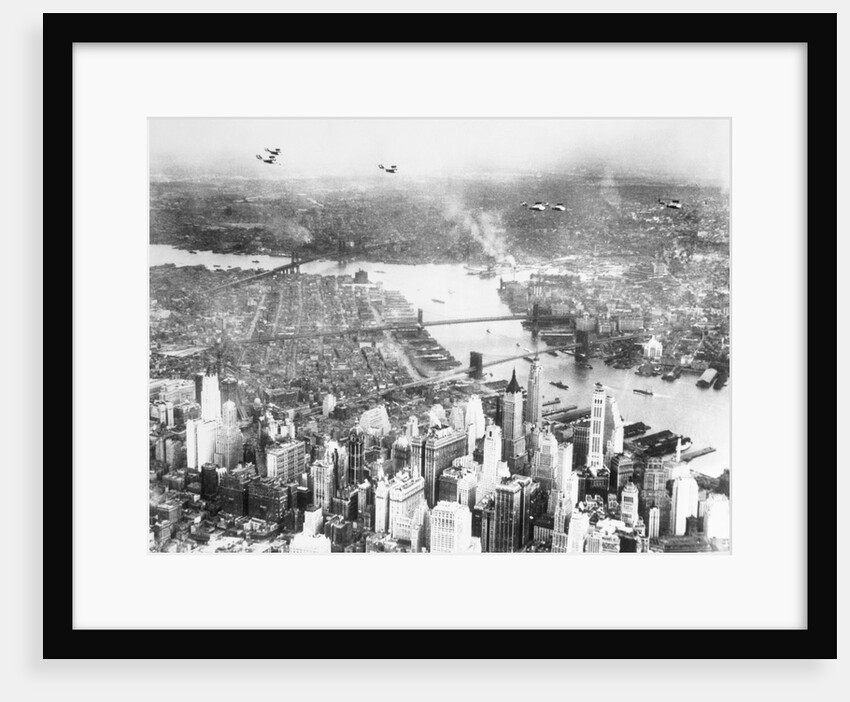Aerial View Planes and Lower New York City by Anonymous