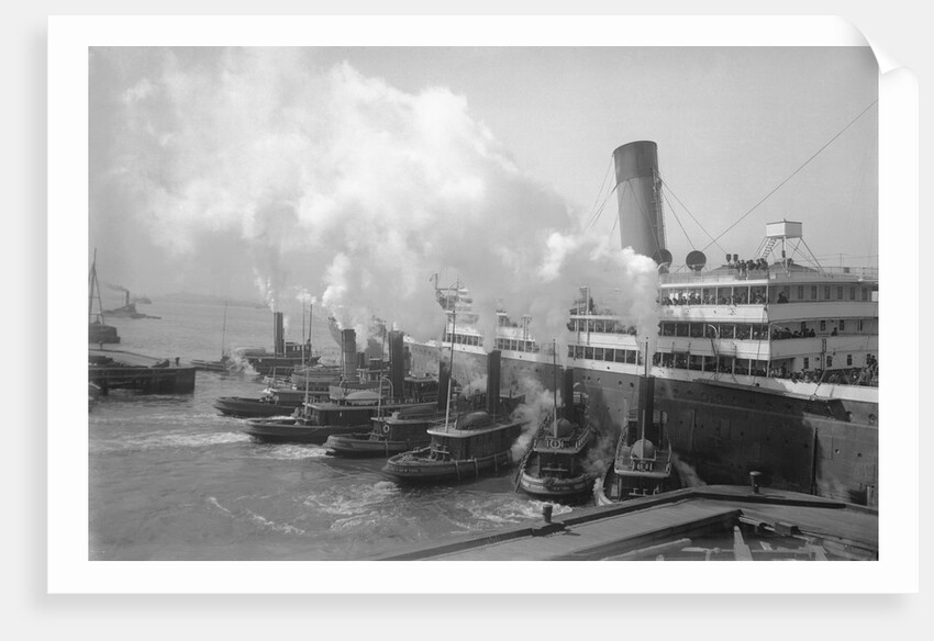 Large Ship with Smaller Boats Alongside by Anonymous