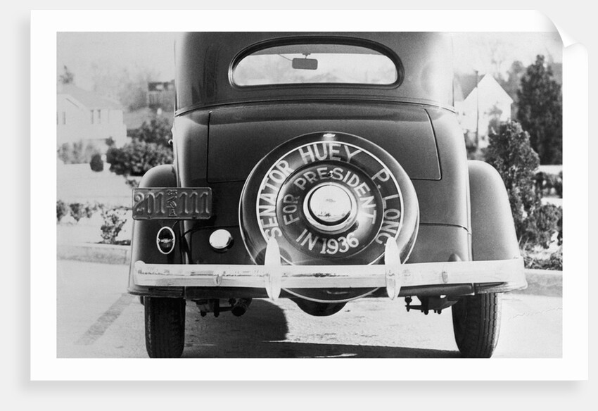 Rear View of Car With Huey P. Long Advertisement by Anonymous