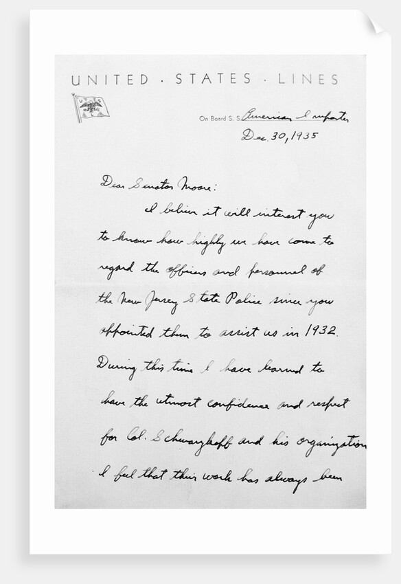 Page One of Letter from Charles Lindbergh by Anonymous