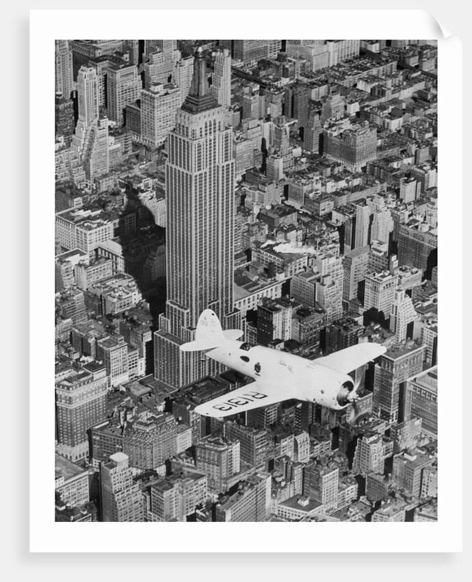 Hawks Airplane in Flight over New York City by Anonymous