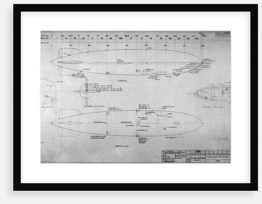 Drawing of Hindenburg with Stations and Crew Names by Anonymous