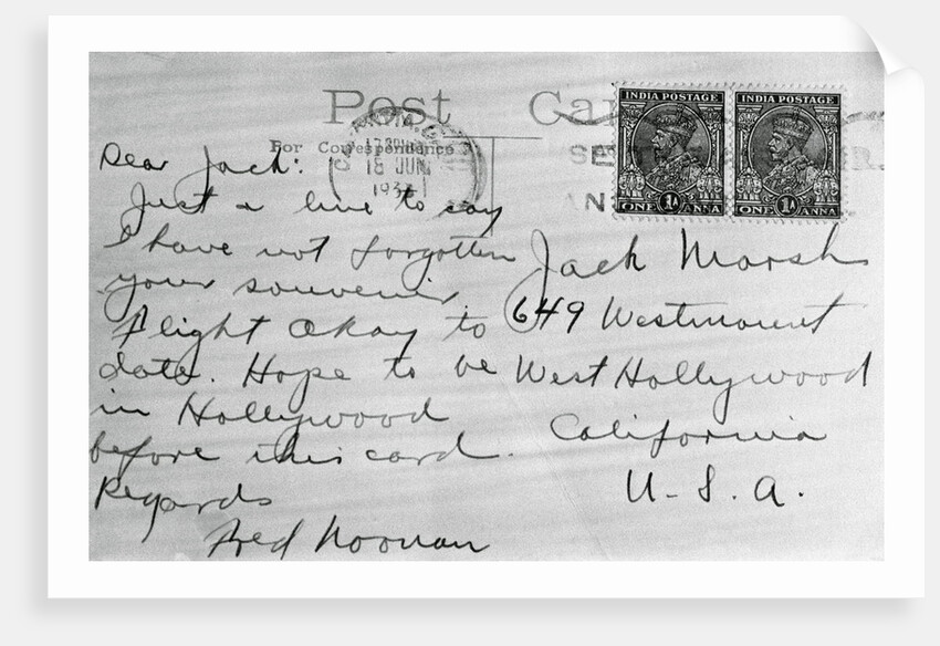 Postcard from Frederick Noonan by Anonymous