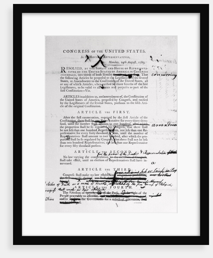 Page One of Bill of Rights by Anonymous