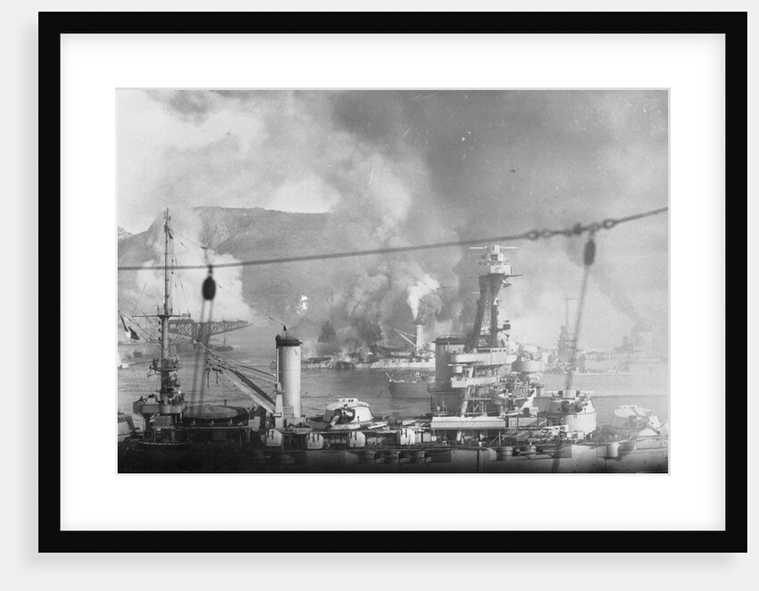 Fire and Smoke Emerging from Battleship Bretagne by Anonymous