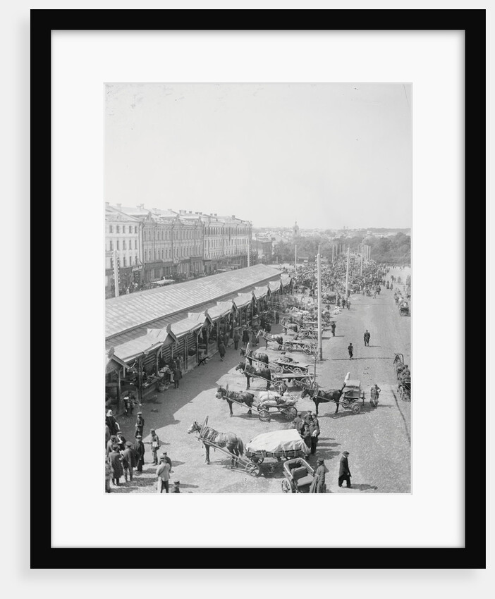 Horse Drawn Wagons and Shoppers at Jewish Market by Anonymous