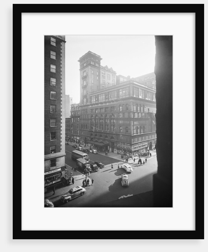 Exterior View Carnegie Hall with Pedestrians and Traffic by Anonymous