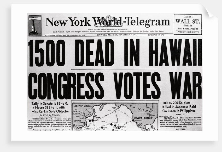 New York World telegram on War Fatalities in Hawaii by Anonymous