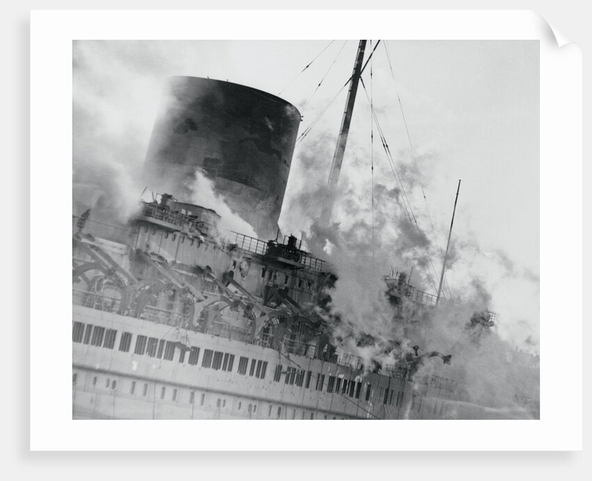 Smoke and Flames Billowing Out From a Ship by Anonymous