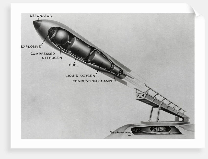 Illustration of Military Rocket Compartments by Anonymous