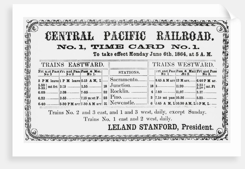 Railroad Timetable from 1864 by Anonymous
