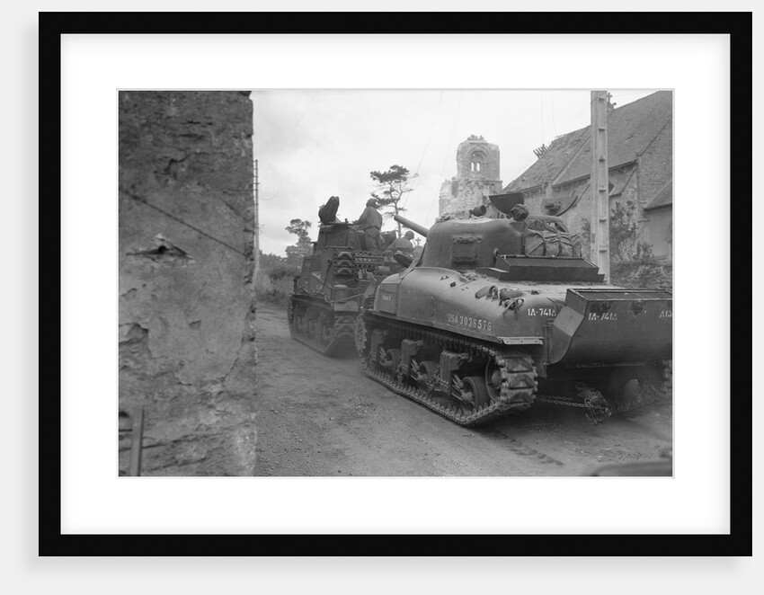 American Tanks Passing Through Town to Battle by Anonymous