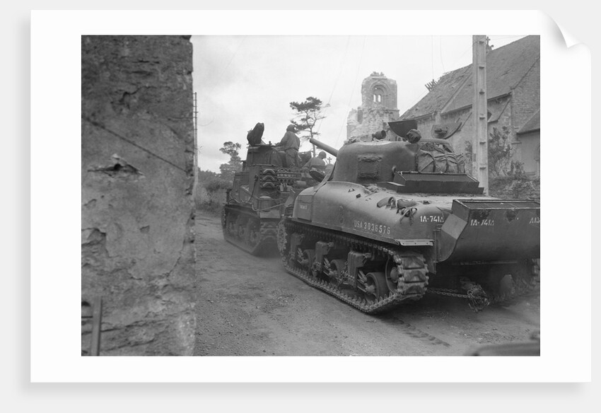 American Tanks Passing Through Town to Battle by Anonymous