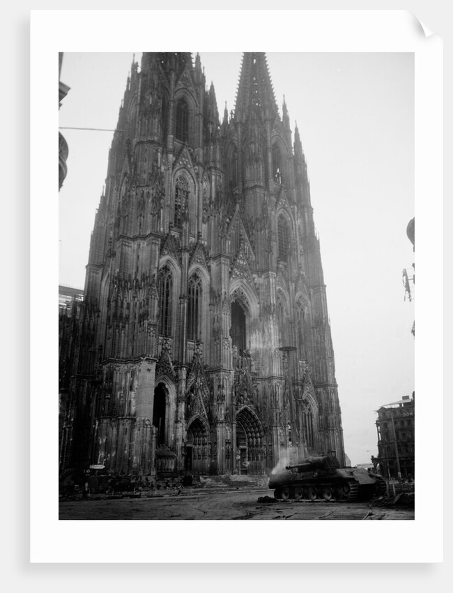 German Tank In Front of Cathedral by Anonymous