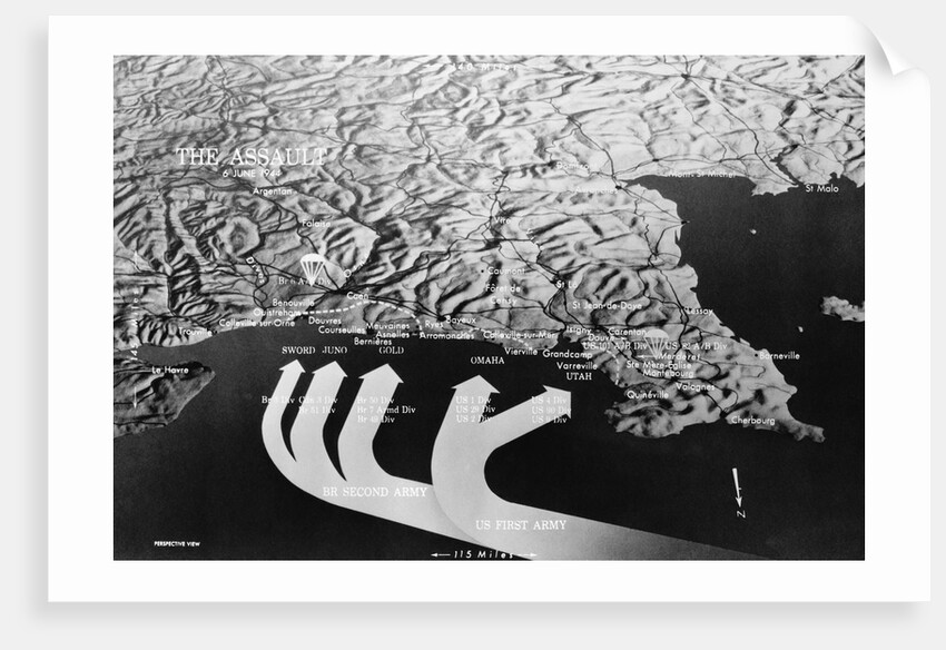 Map Showing Assault on Normandy by Anonymous