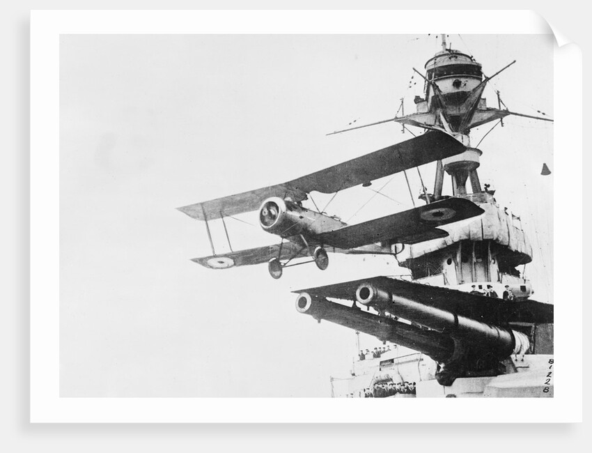 Biplane Taking off from Aircraft Carrier by Anonymous