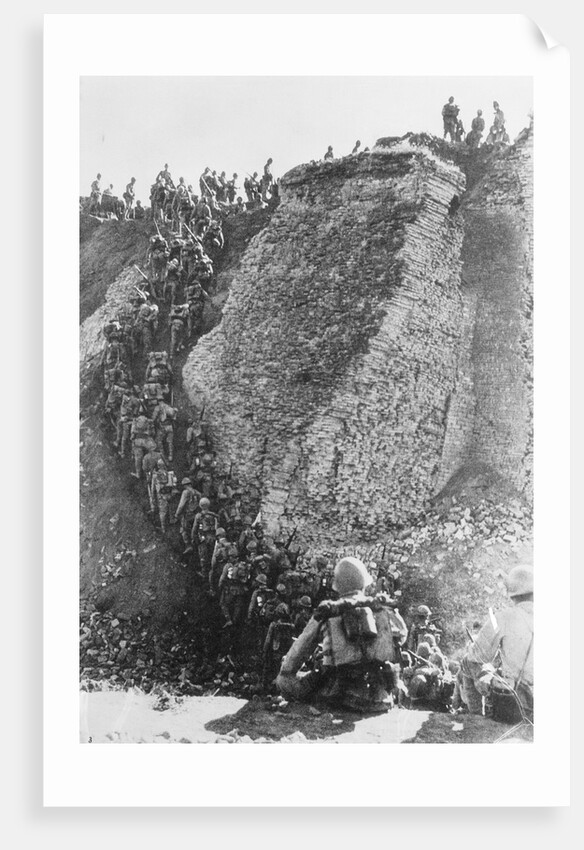 Japanese Soldiers Climbing Great Wall by Anonymous