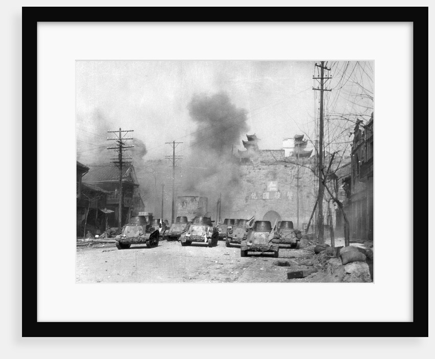 Japanese Tanks Patrolling Nanking Building by Anonymous