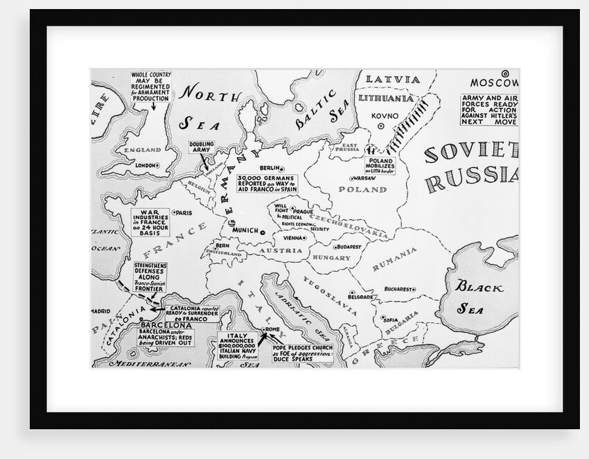 Map of Europe Shortly Before German Invasion of Poland by Anonymous