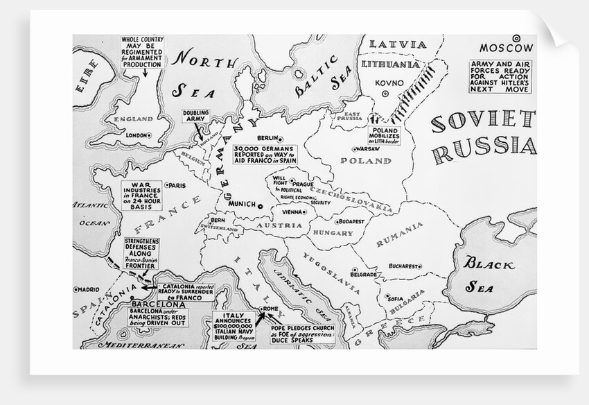 Map of Europe Shortly Before German Invasion of Poland by Anonymous