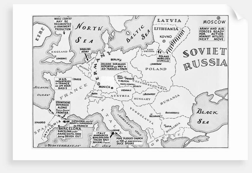 Map of Europe Shortly Before German Invasion of Poland by Anonymous