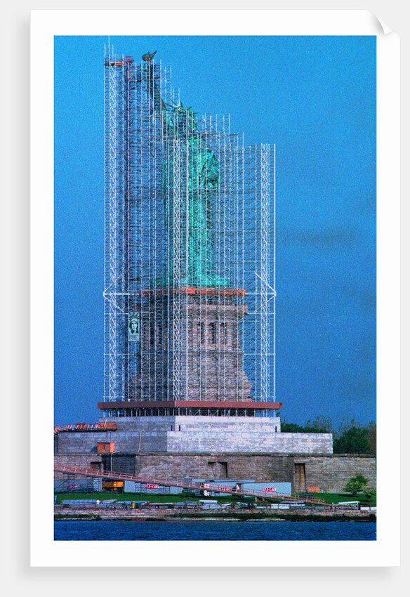 Scaffolding Covering Statue of Liberty by Anonymous